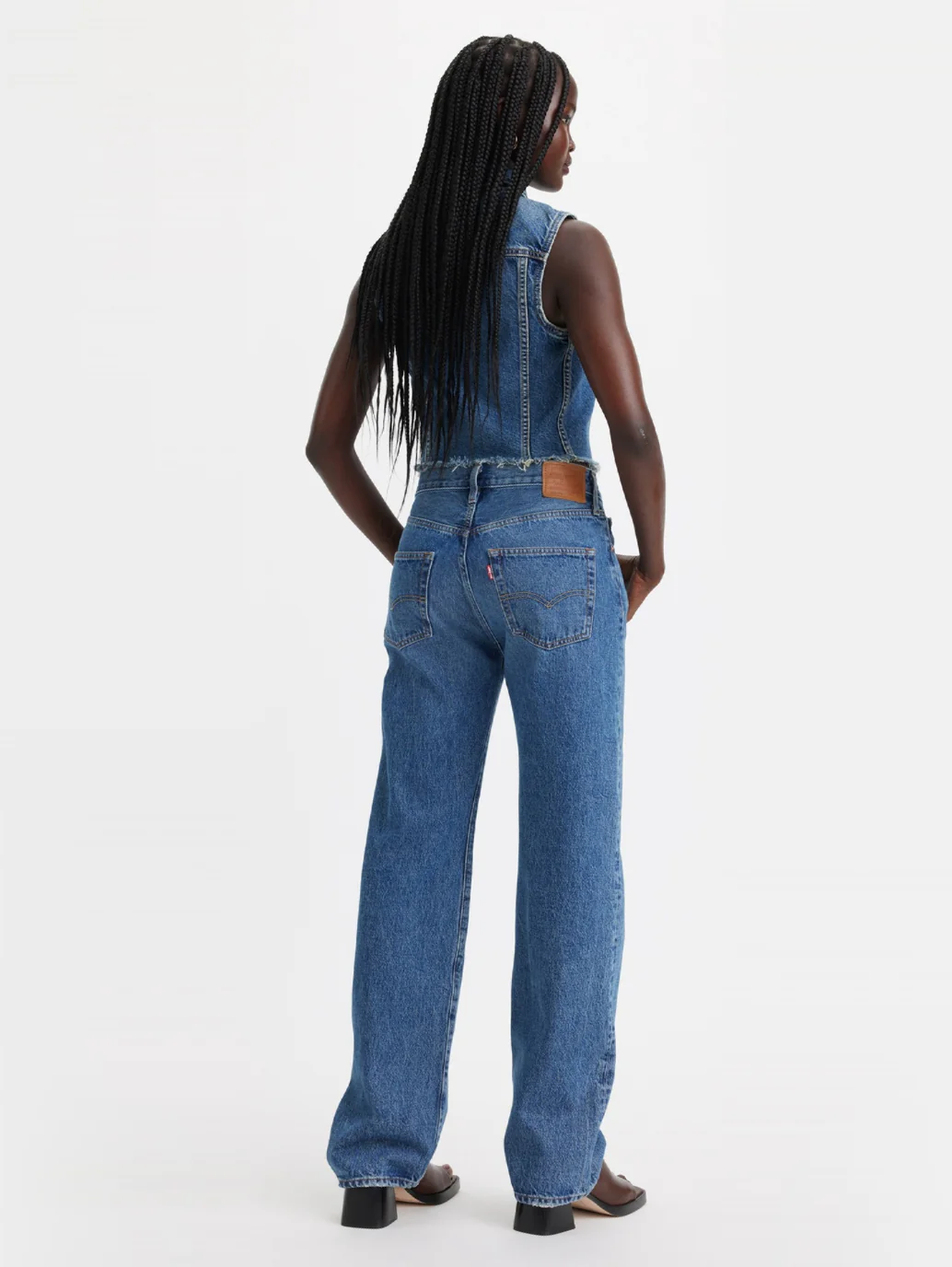 Women's 501 Blue Straight Fit High Rise Jeans - Image 3
