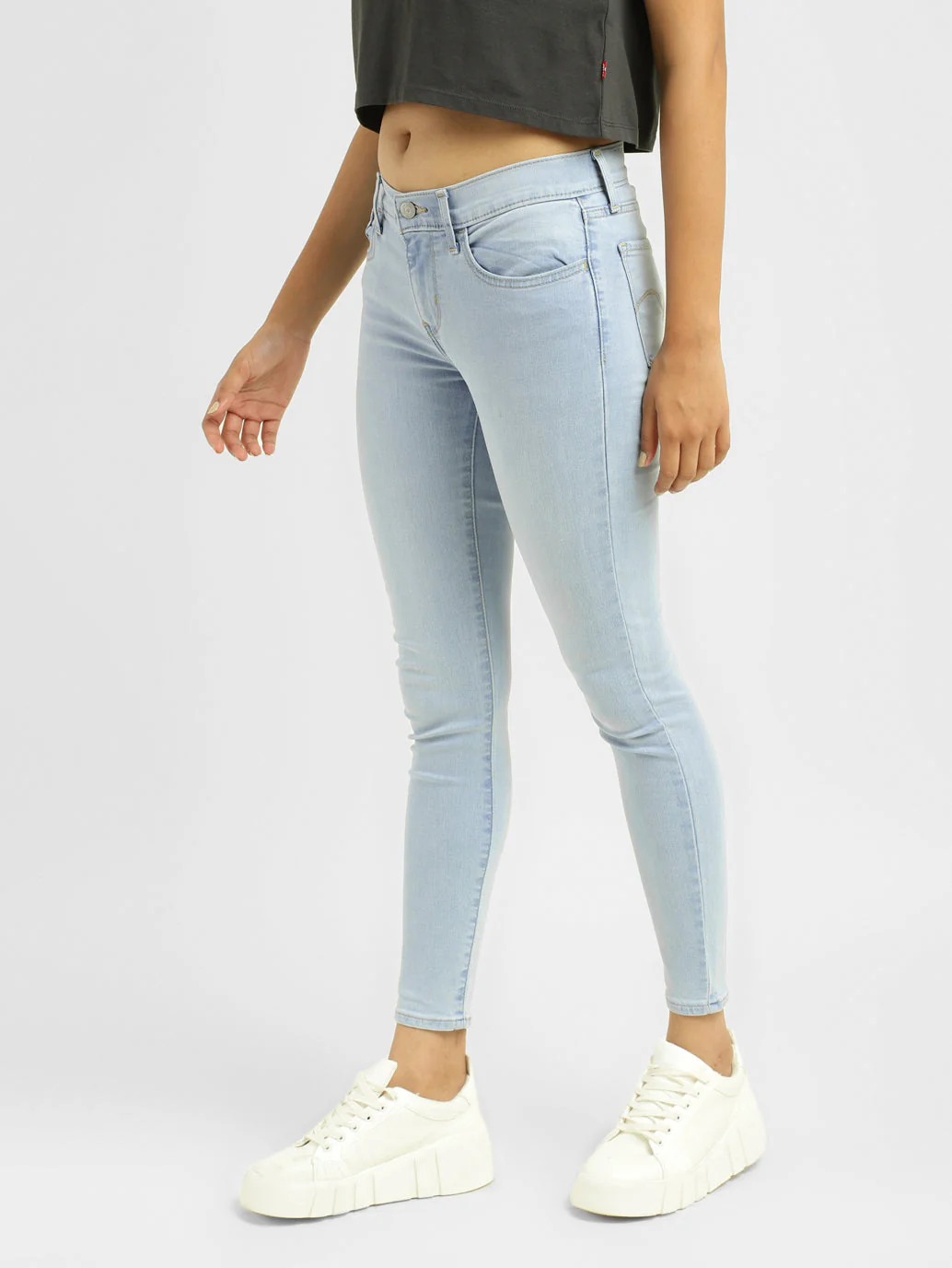 Women's 710 Blue Skinny Fit Mid Rise Jeans - Image 3