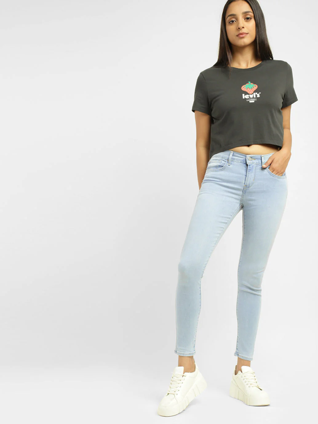 Women's 710 Blue Skinny Fit Mid Rise Jeans - Image 6