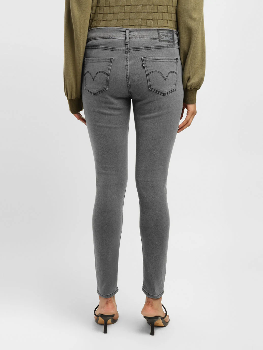 Women's 710 Grey Skinny Fit Mid Rise Jeans - Image 2