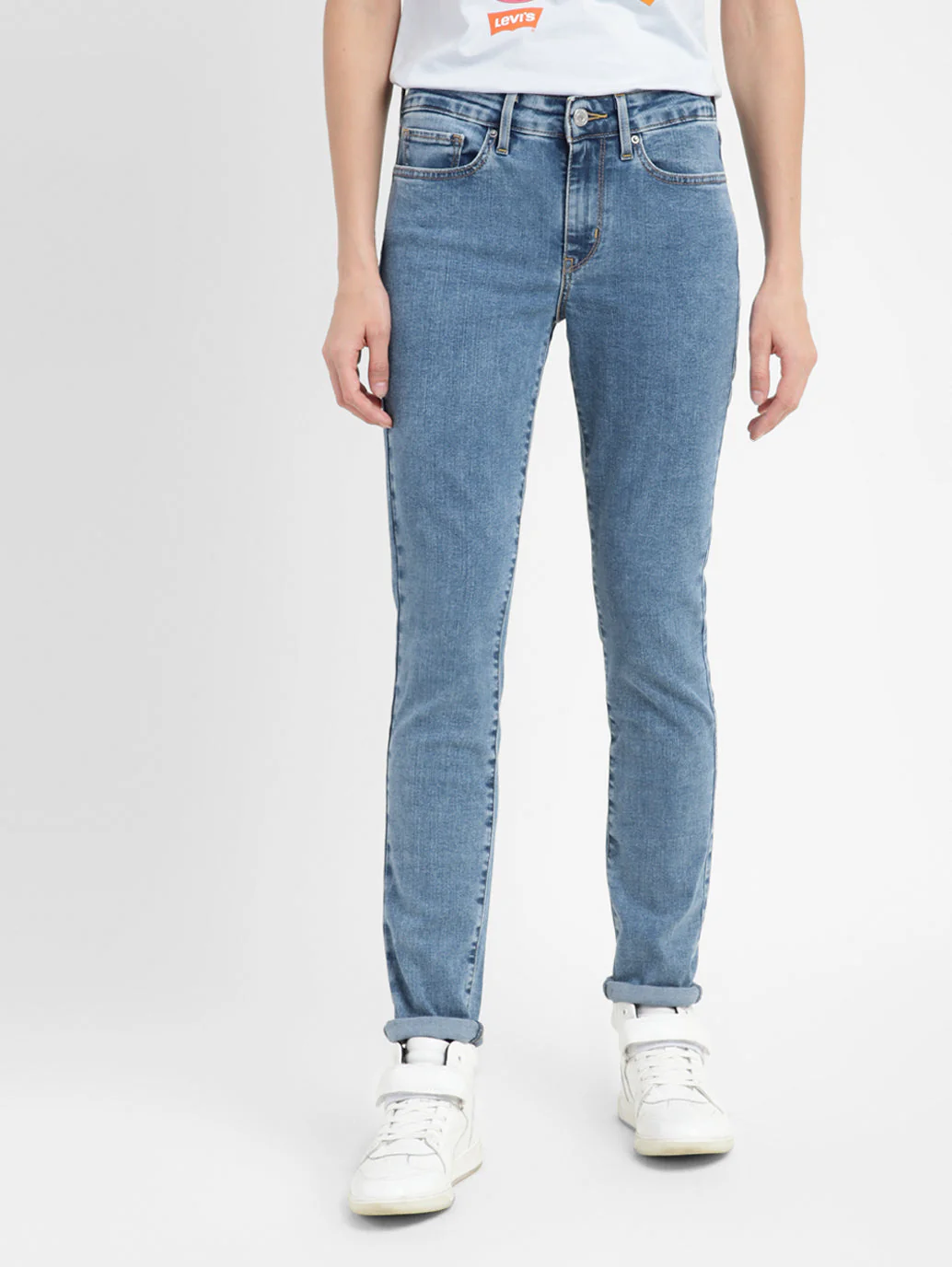 Women's 711 Blue Skinny Fit High Rise Jeans - Image 2