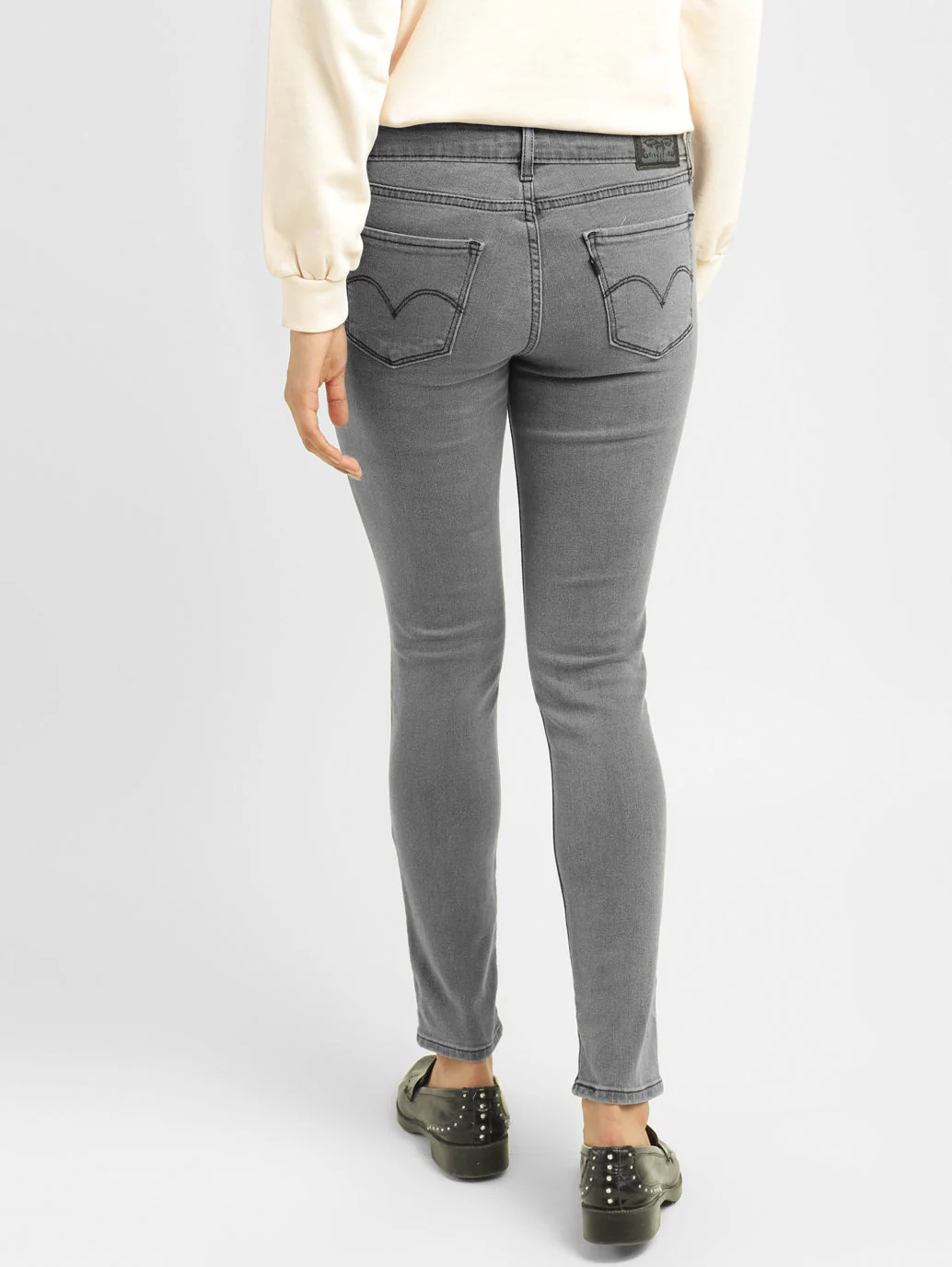 Women's 711 Grey Skinny Fit Mid Rise Jeans - Image 2