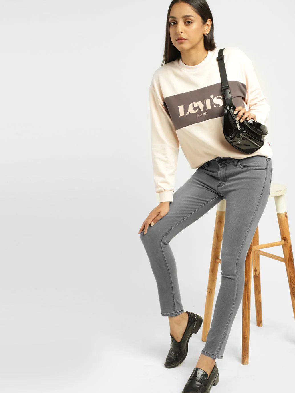 Women's 711 Grey Skinny Fit Mid Rise Jeans - Image 6