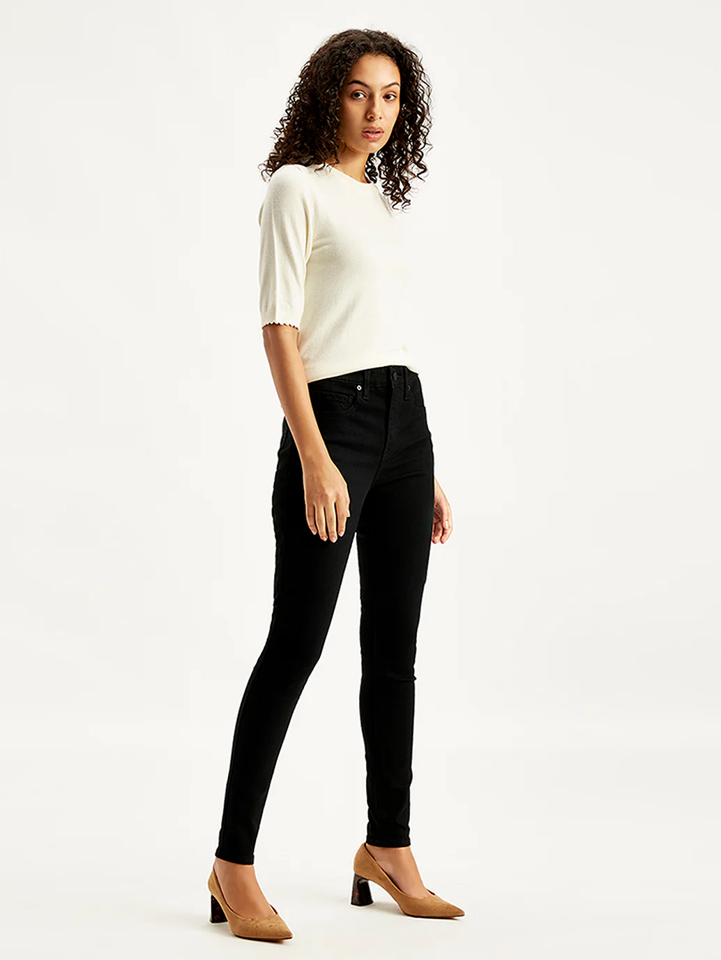 Women's 721 Black Skinny Fit High Rise Jeans - Image 3