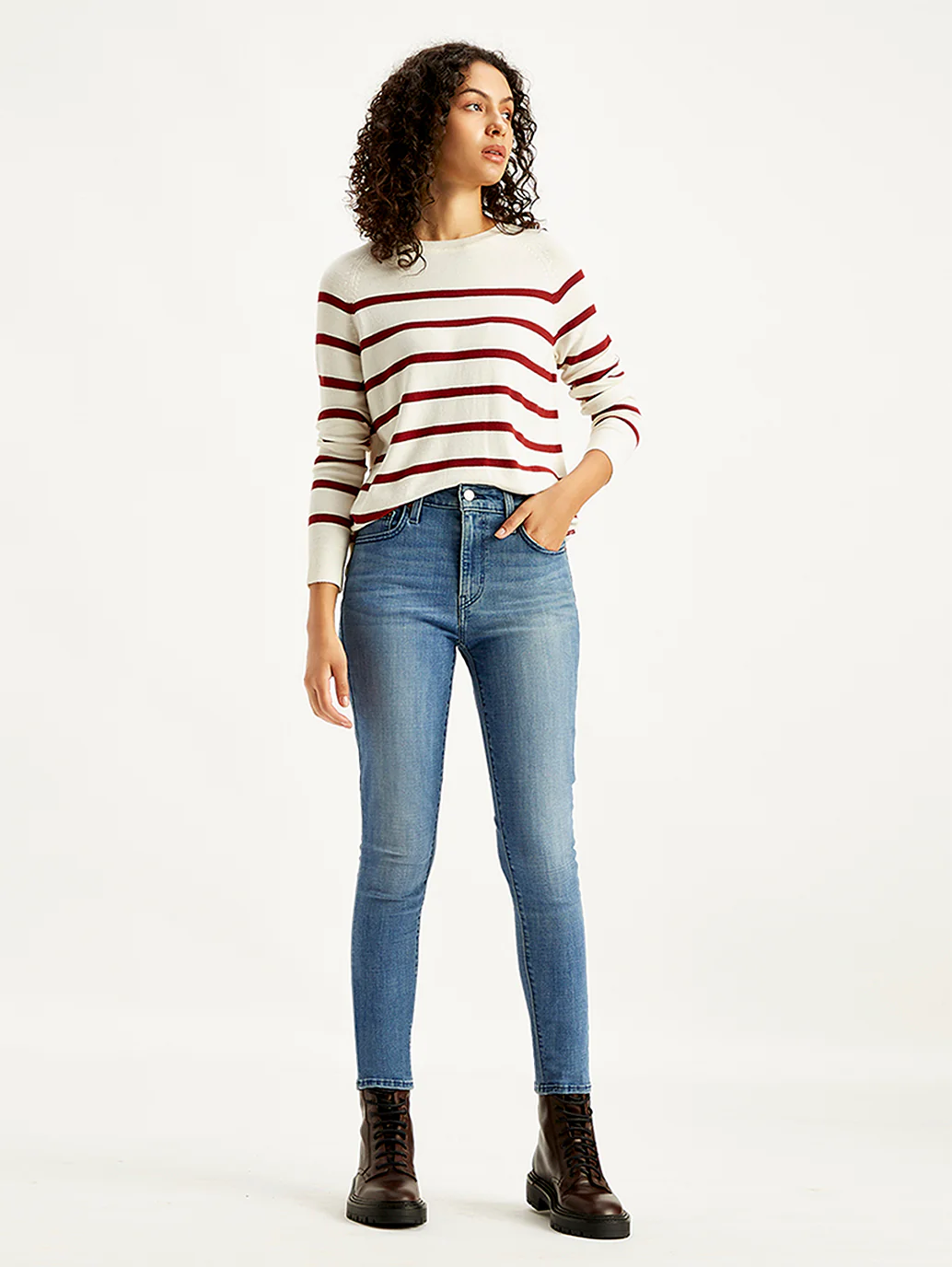 Women's 721 Blue Skinny Fit High Rise Jeans - Image 2