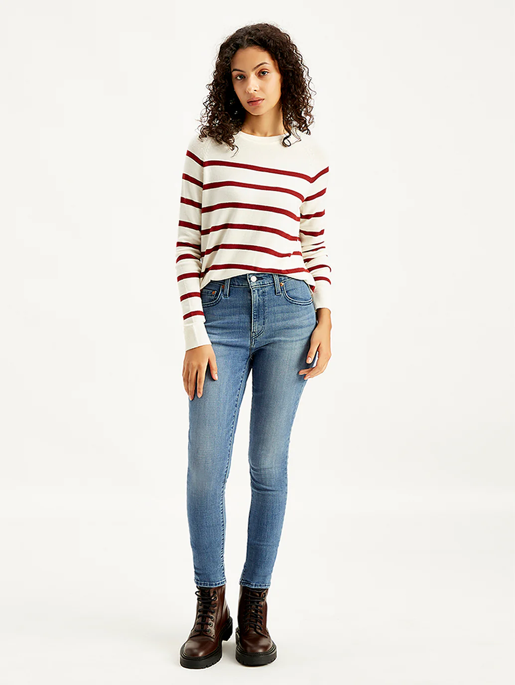 Women's 721 Blue Skinny Fit High Rise Jeans - Image 3