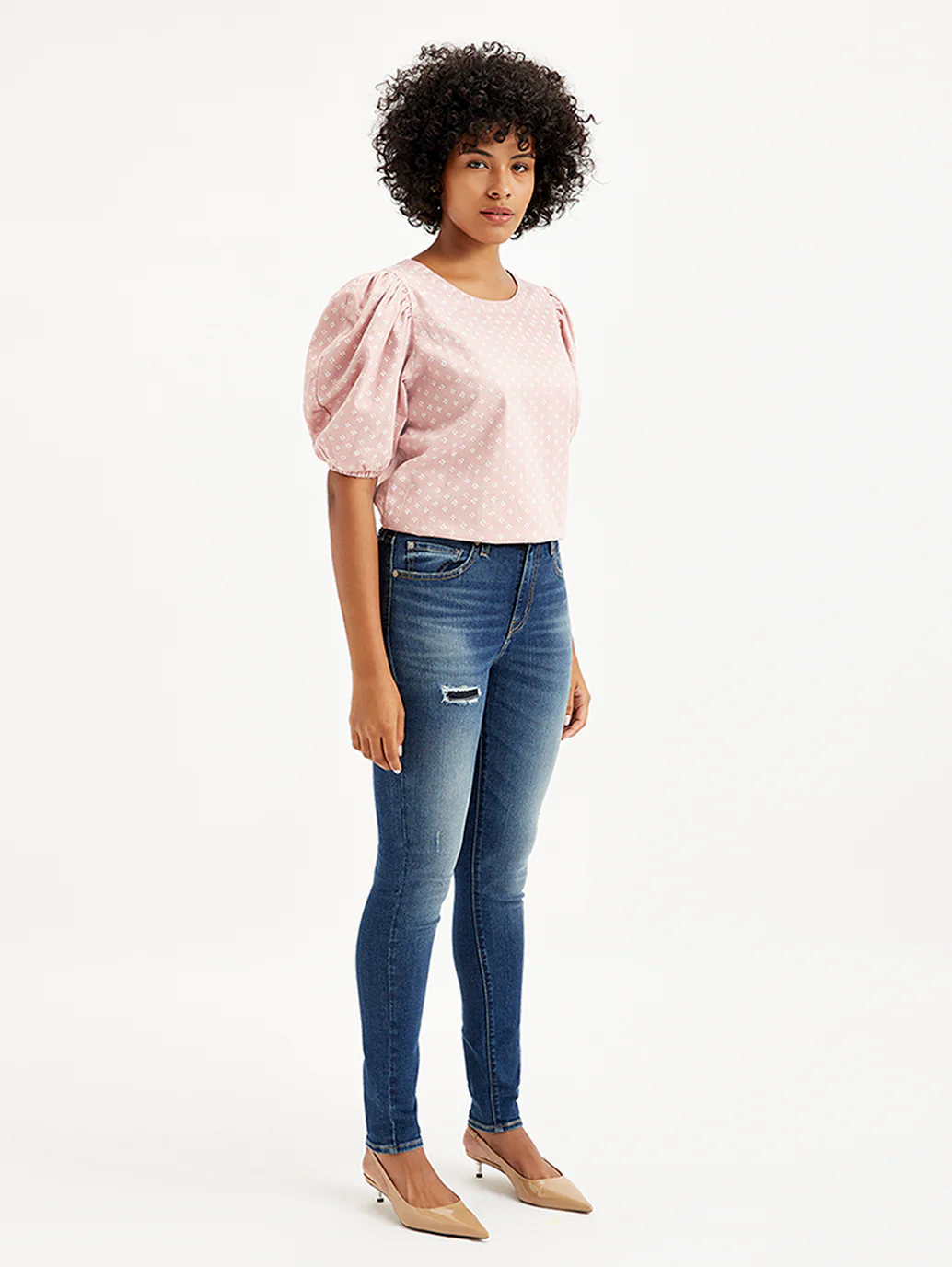 Women's 721 Blue Skinny Fit High Rise Jeans - Image 2