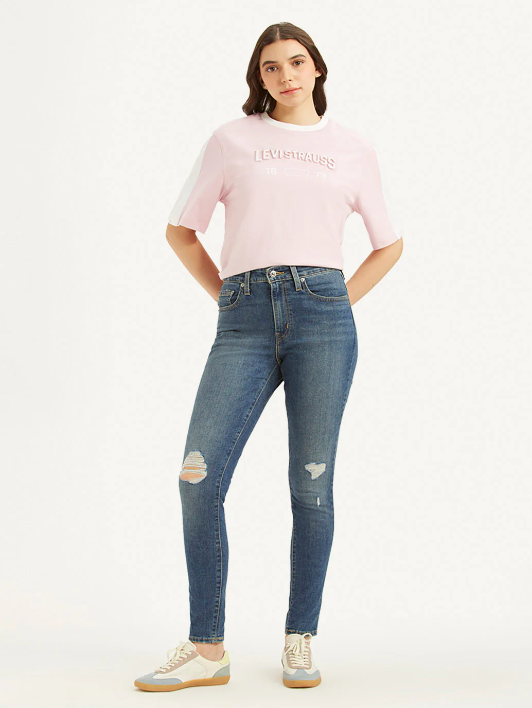 Women's 721 Blue Skinny Fit Mid Rise Jeans - Image 2