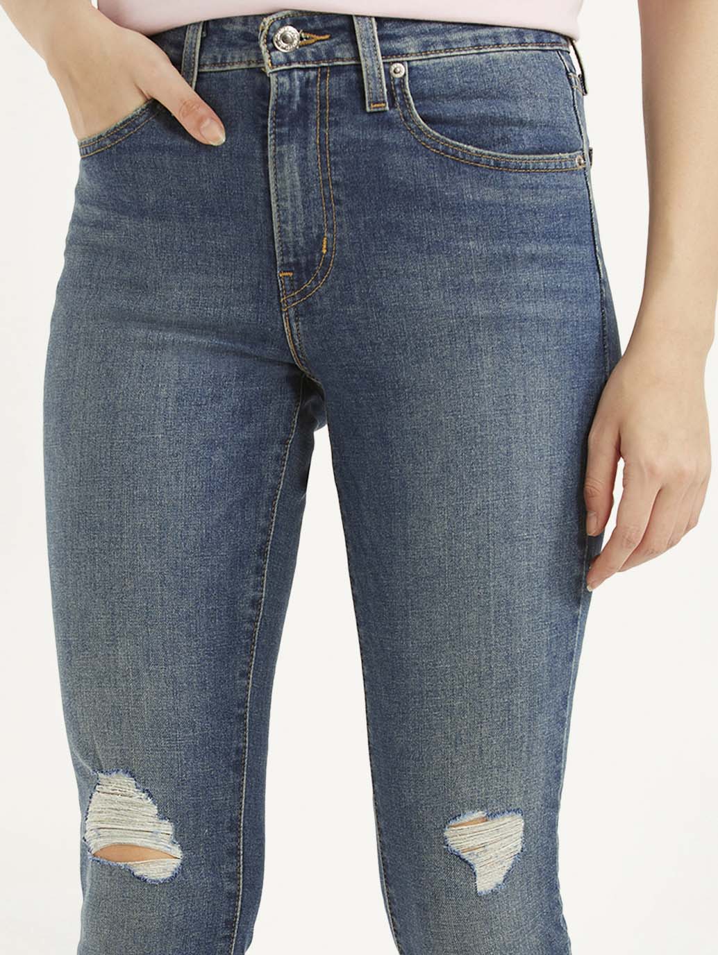 Women's 721 Blue Skinny Fit Mid Rise Jeans - Image 5