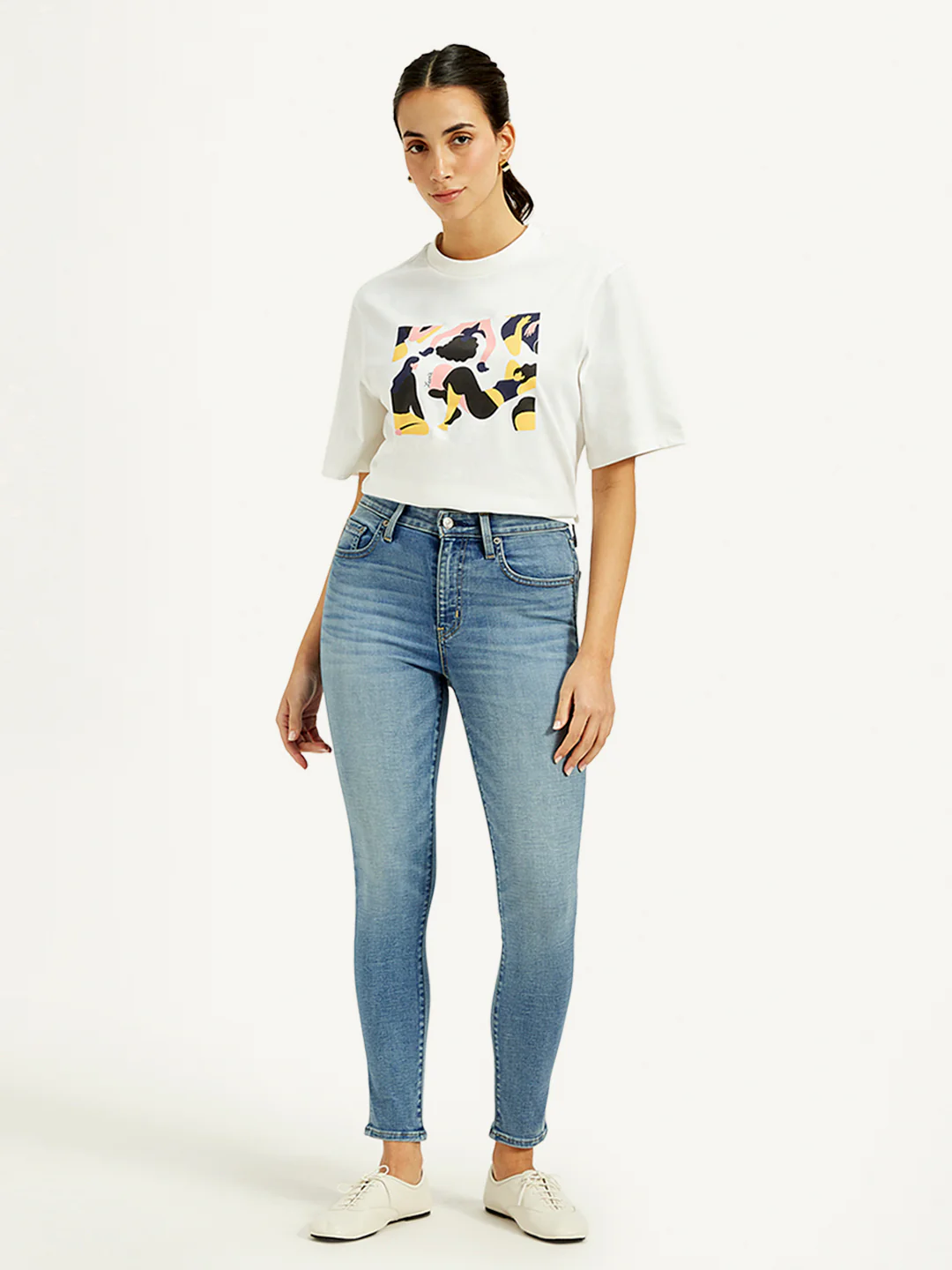 Women's 721 Blue Skinny Fit High Rise Jeans - Image 2
