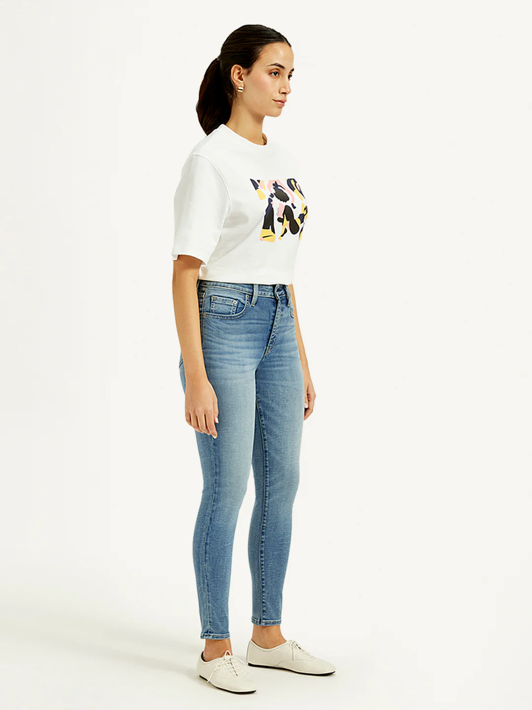 Women's 721 Blue Skinny Fit High Rise Jeans - Image 5
