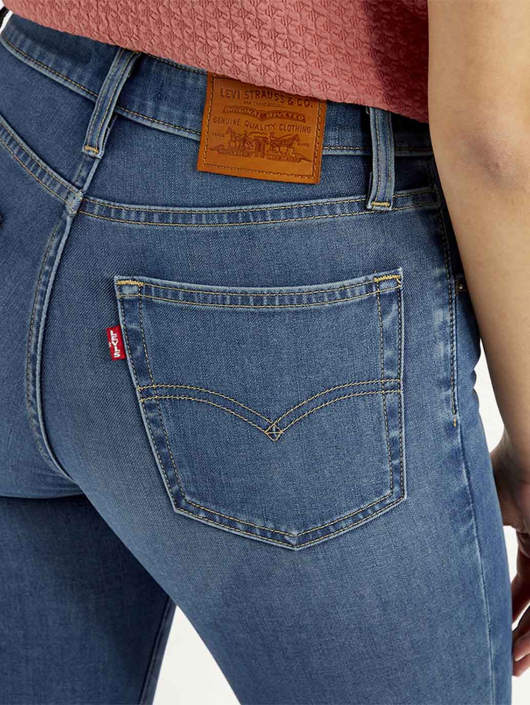 Women's 721 Blue Skinny Fit High Rise Jeans - Image 5