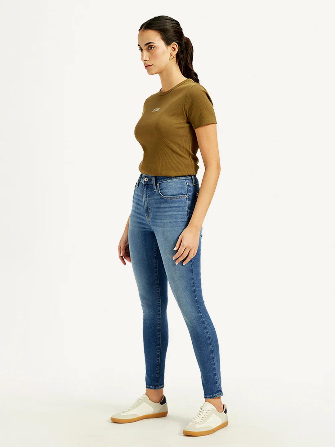 Women's 721 Blue Skinny Fit High Rise Jeans - Image 5