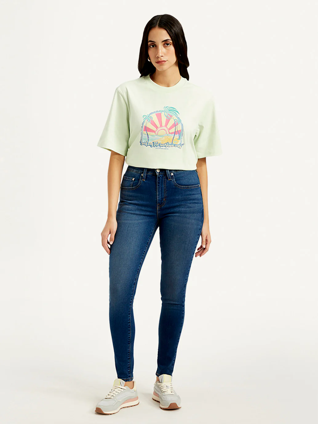 Women's 721 Blue Skinny Fit High Rise Jeans - Image 2