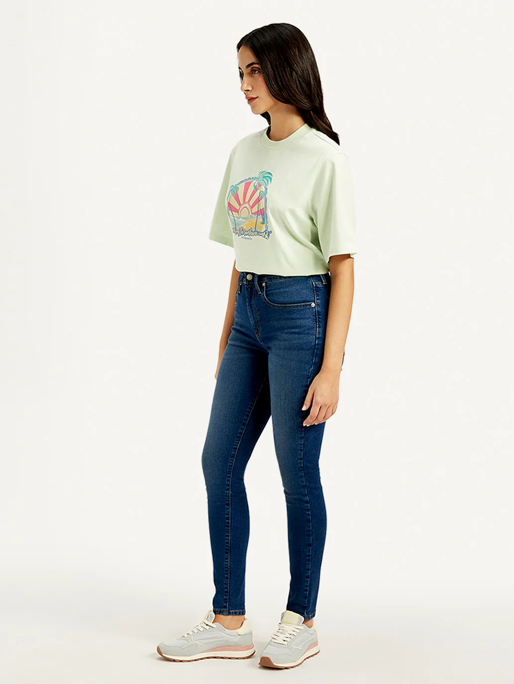 Women's 721 Blue Skinny Fit High Rise Jeans - Image 6