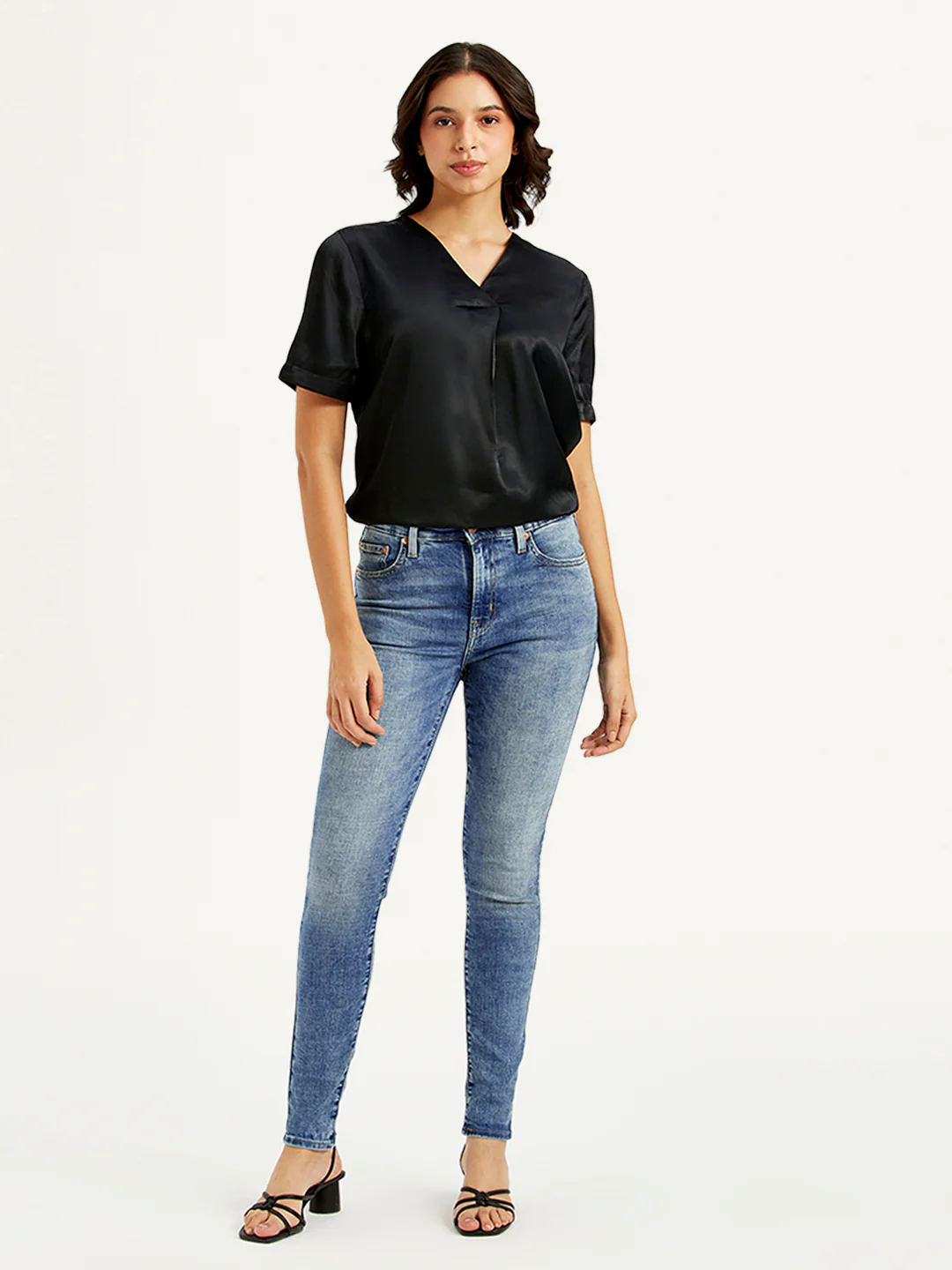Women's 721 Blue Skinny Fit High Rise Jeans - Image 2