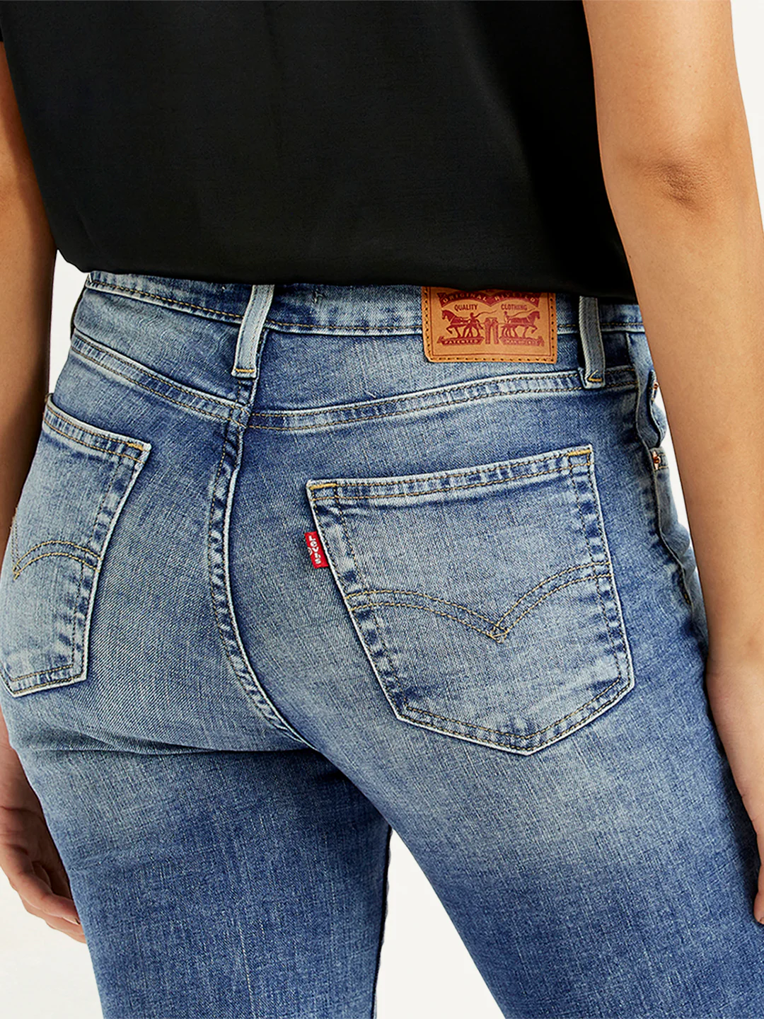 Women's 721 Blue Skinny Fit High Rise Jeans - Image 6