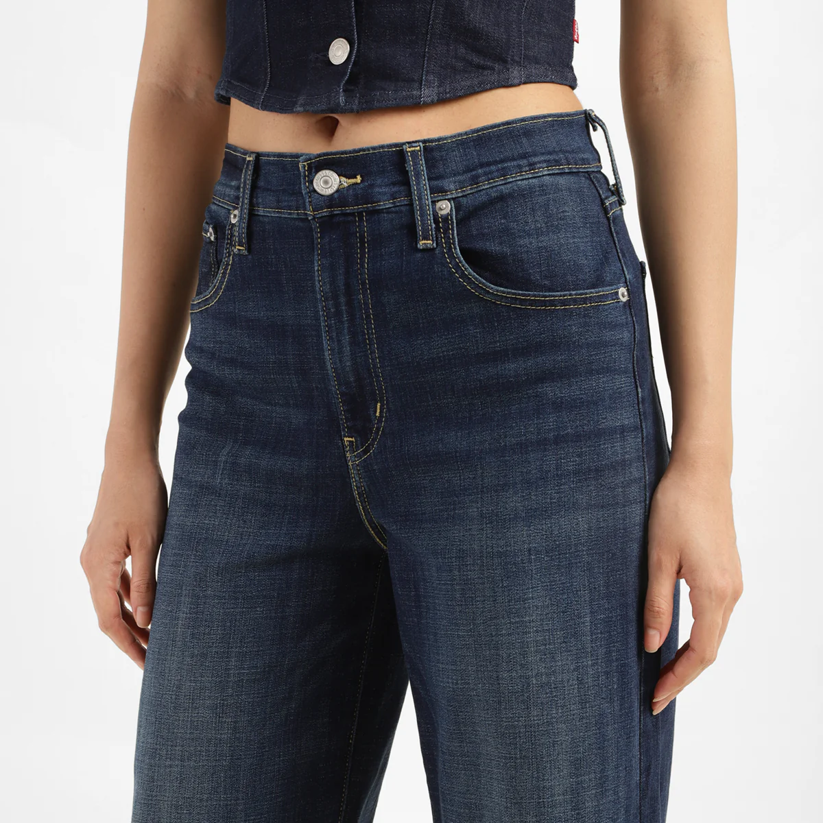 Women's Blue Wide Leg Fit High Rise Jeans - Image 6