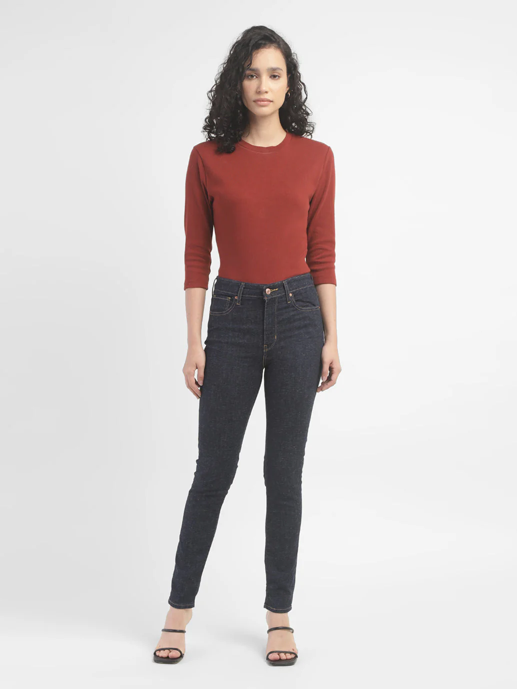 Women's 721 Black Skinny Fit High Rise Jeans - Image 6