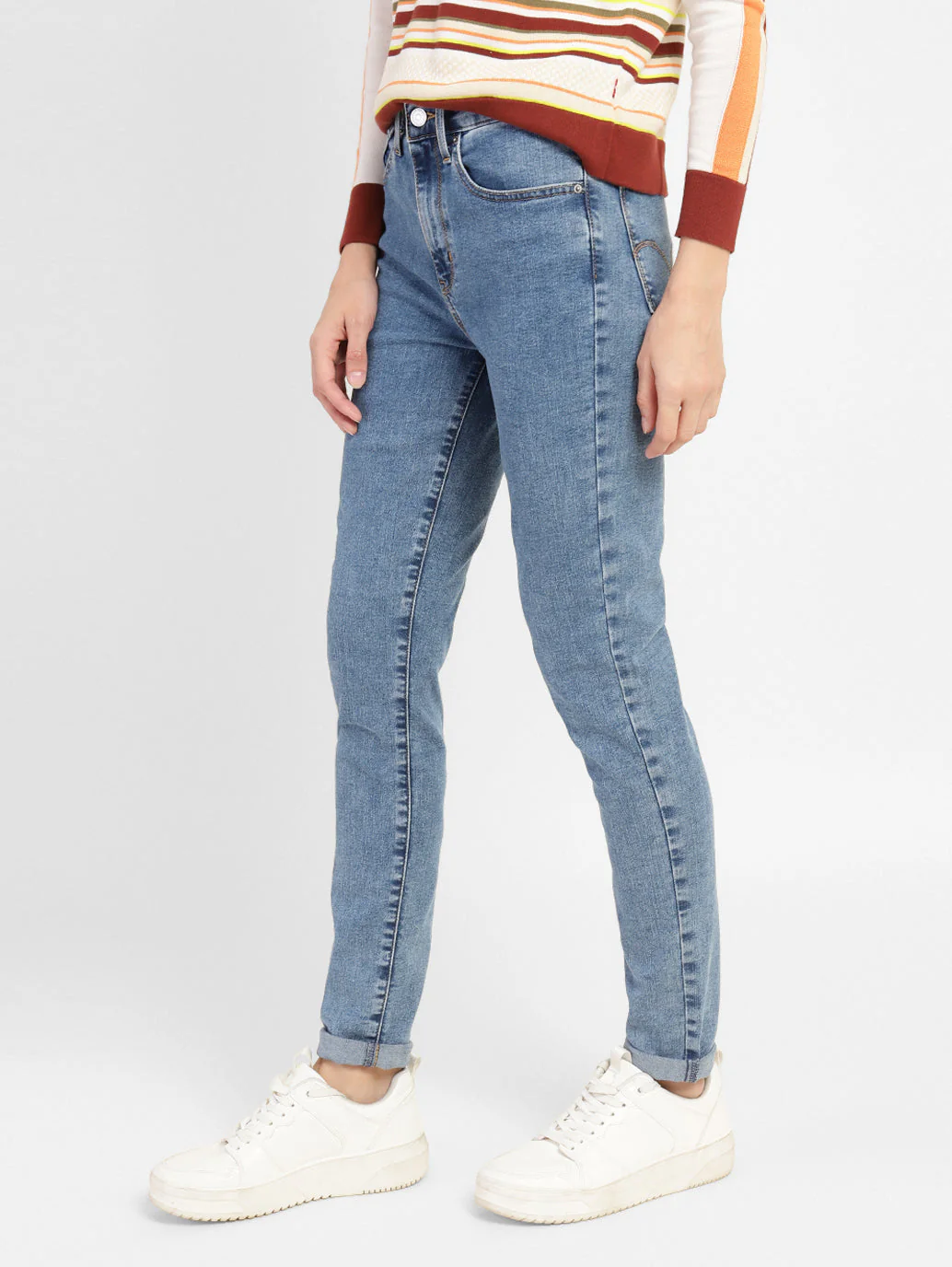 Women's 721 Blue Skinny Fit High Rise Jeans - Image 5