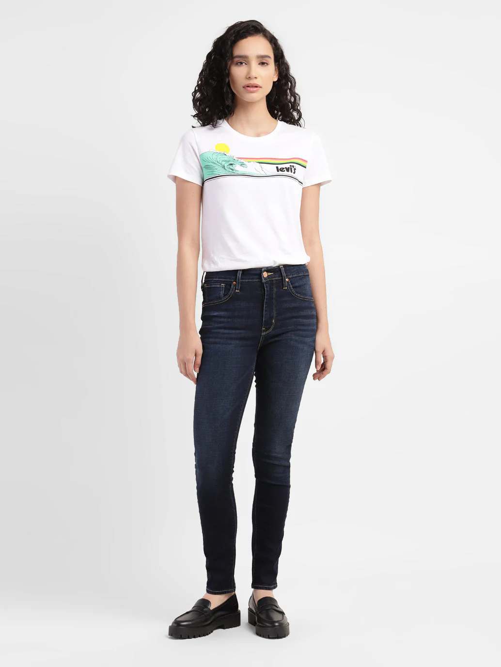 Women's 721 Blue Skinny Fit High Rise Jeans - Image 6