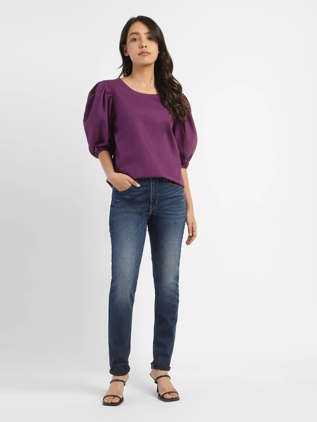Women's 721 Blue Skinny Fit High Rise Jeans