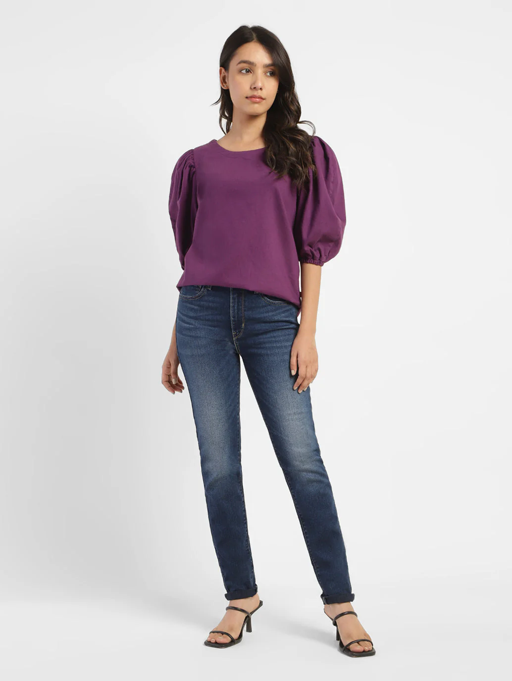 Women's 721 Blue Skinny Fit High Rise Jeans - Image 6