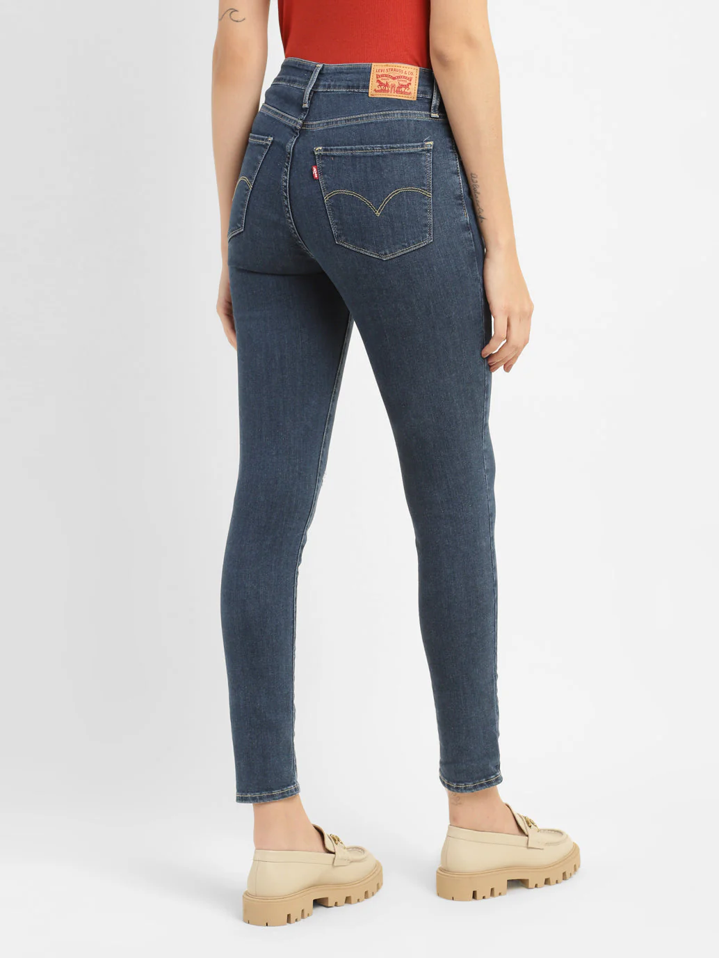 Women's 721 Blue Skinny Fit High Rise Jeans - Image 3