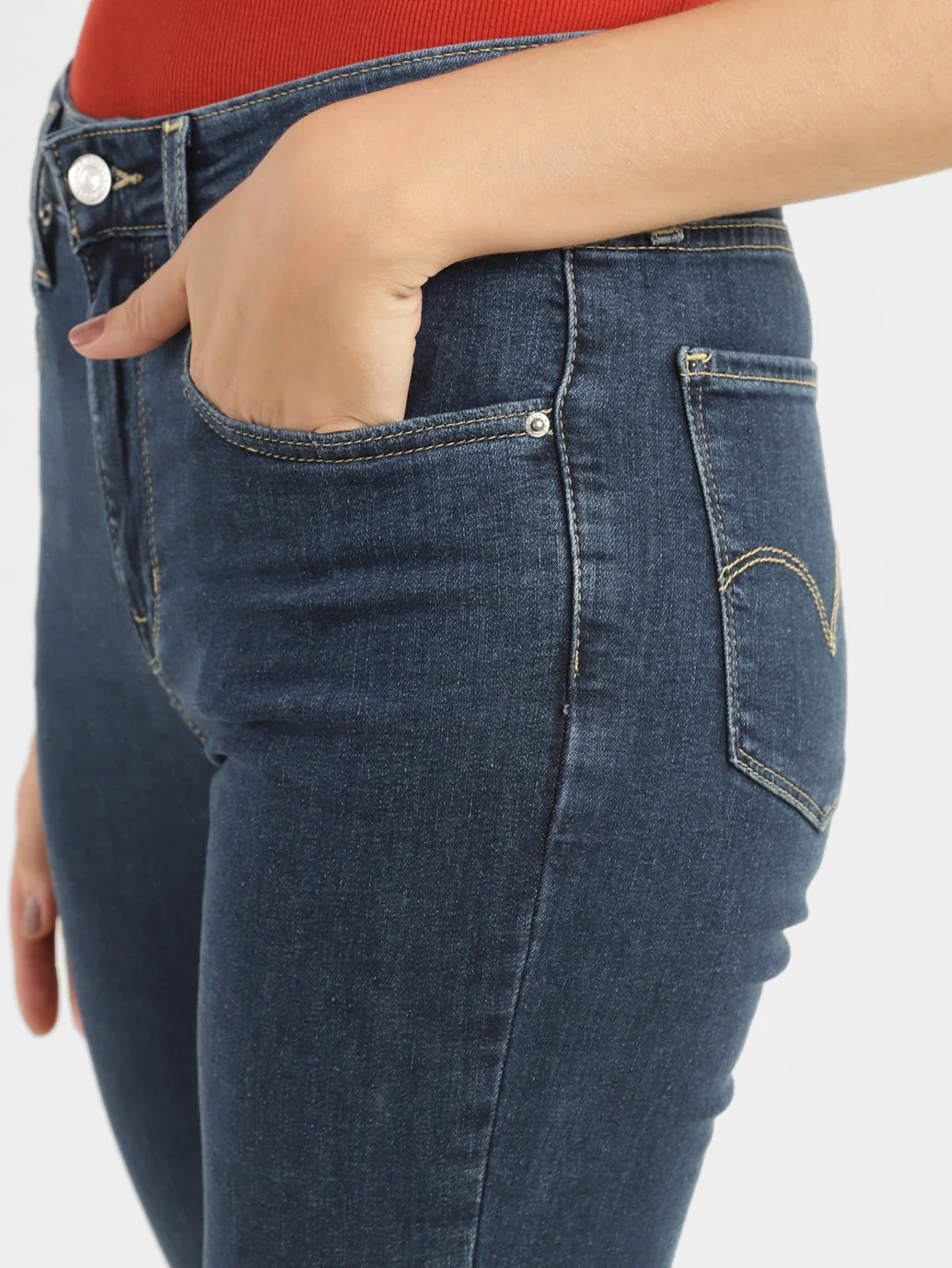 Women's 721 Blue Skinny Fit High Rise Jeans - Image 6