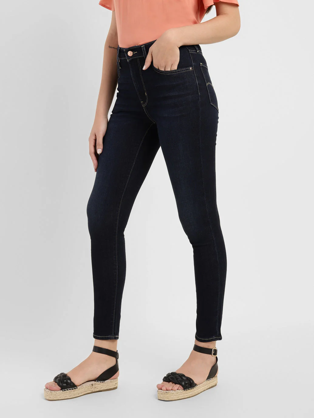 Women's 721 Navy Blue Skinny Fit High Rise Jeans - Image 5