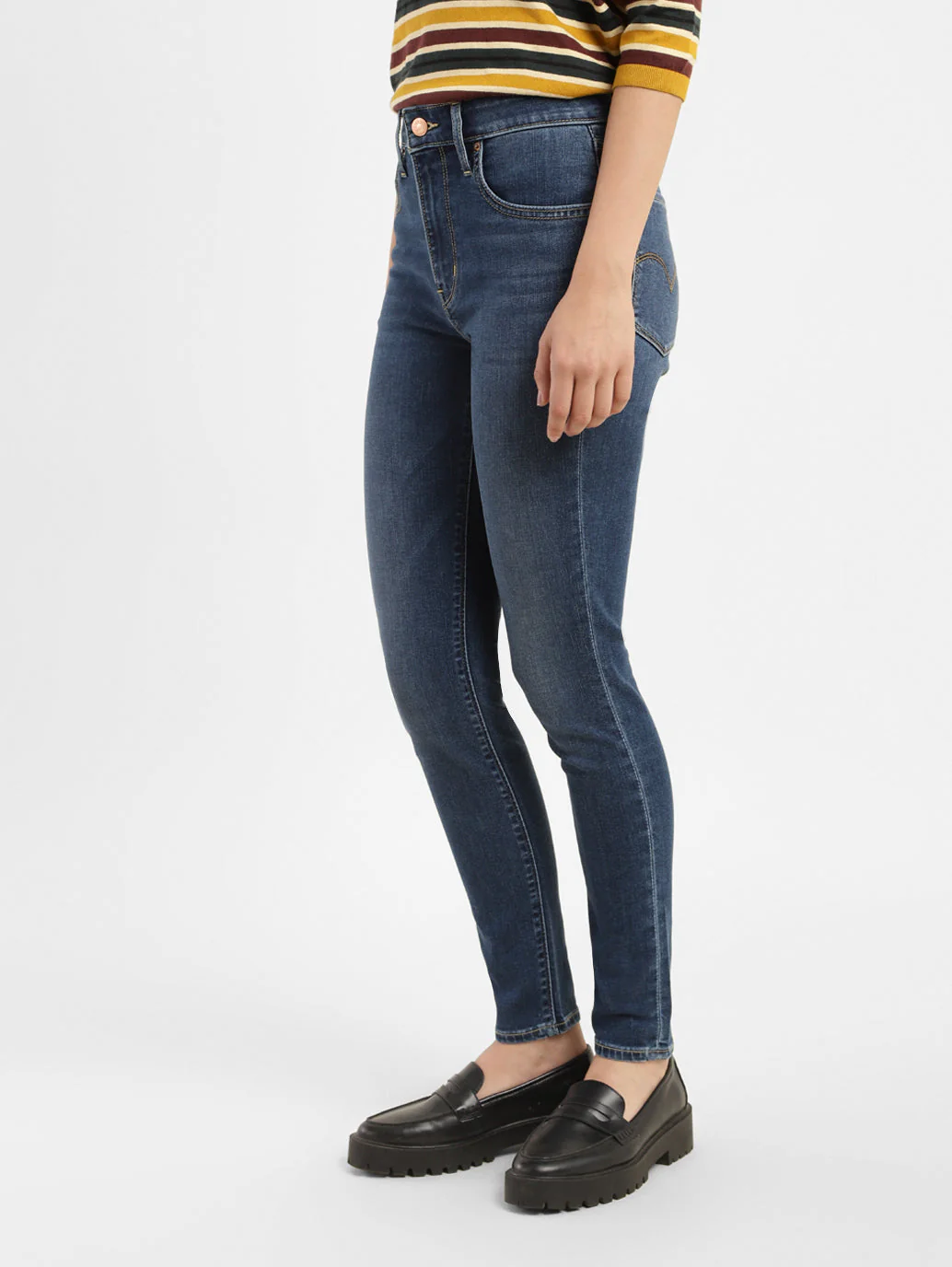 Women's 721 Blue Skinny Fit High Rise Jeans - Image 5