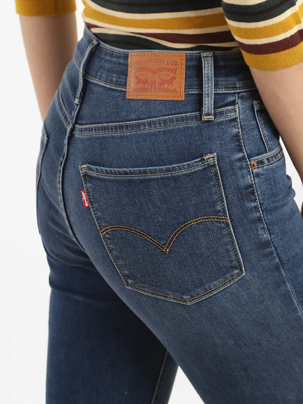 Women's 721 Blue Skinny Fit High Rise Jeans - Image 7