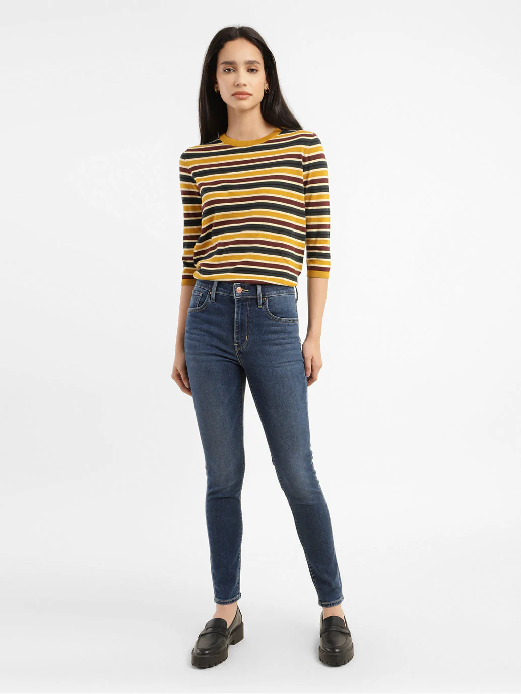 Women's 721 Blue Skinny Fit High Rise Jeans - Image 8