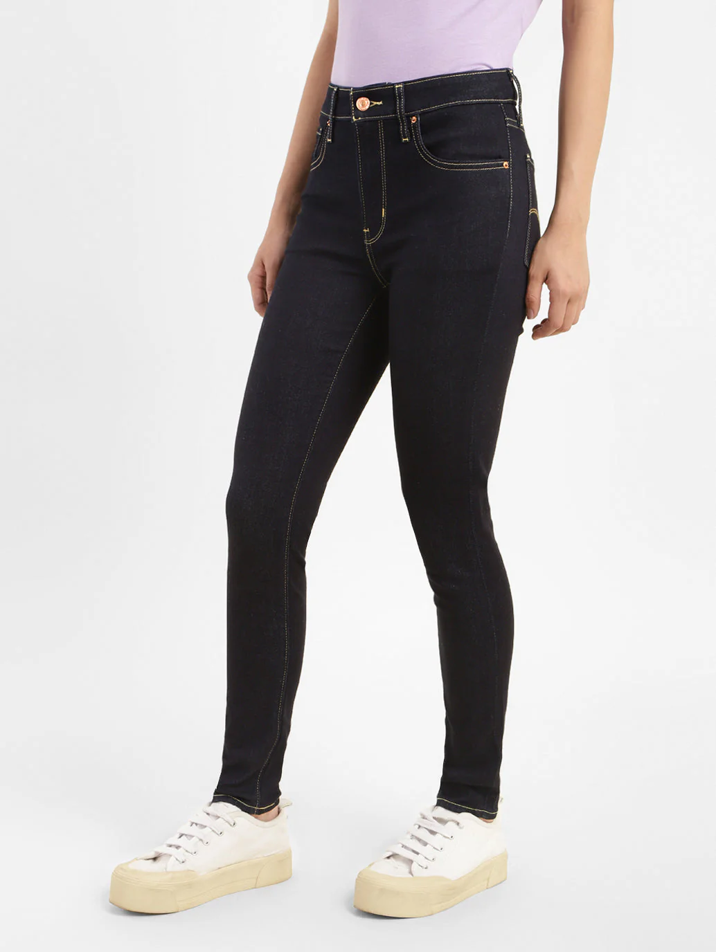 Women's 721 Navy Blue Skinny Fit High Rise Jeans - Image 5