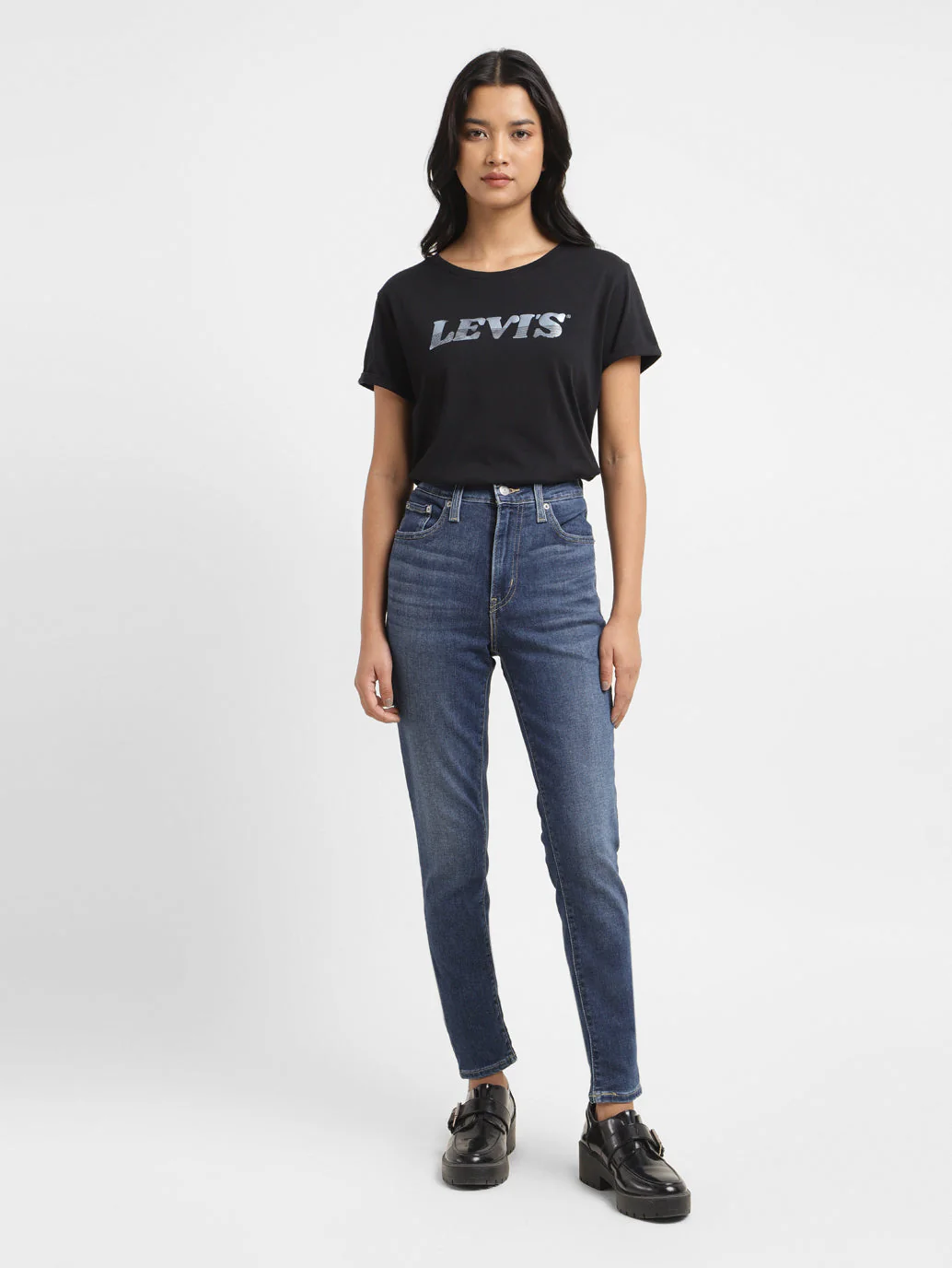 Women's 721 Blue Skinny Fit High Rise Jeans - Image 8