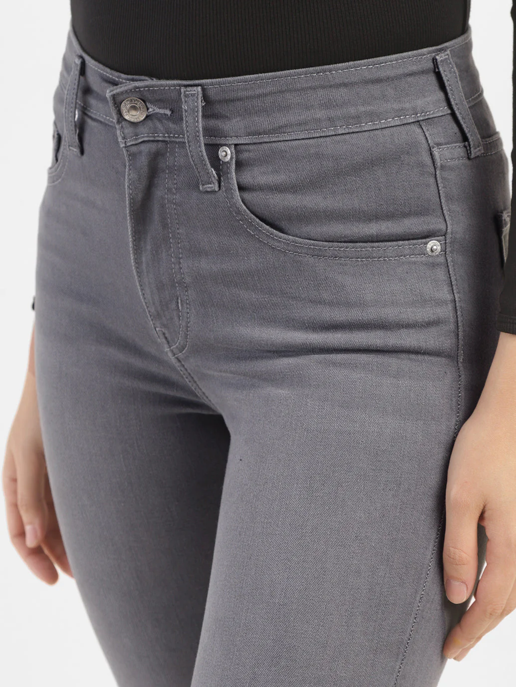 Women's 721 Grey Skinny Fit High Rise Jeans - Image 7