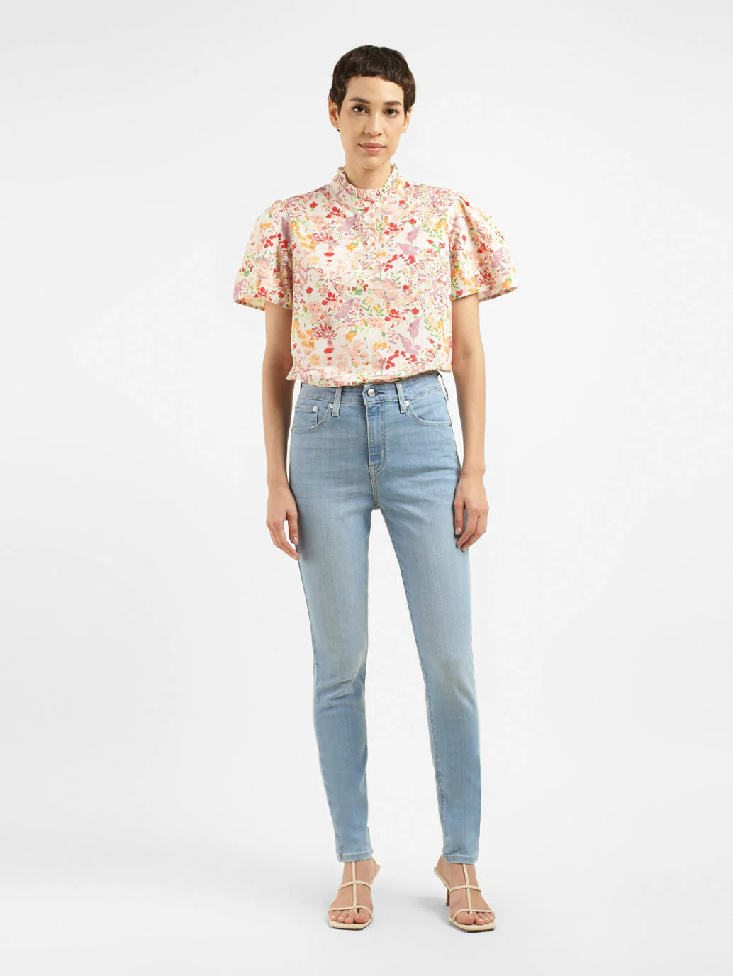Women's 721 Blue Skinny Fit High Rise Jeans - Image 8