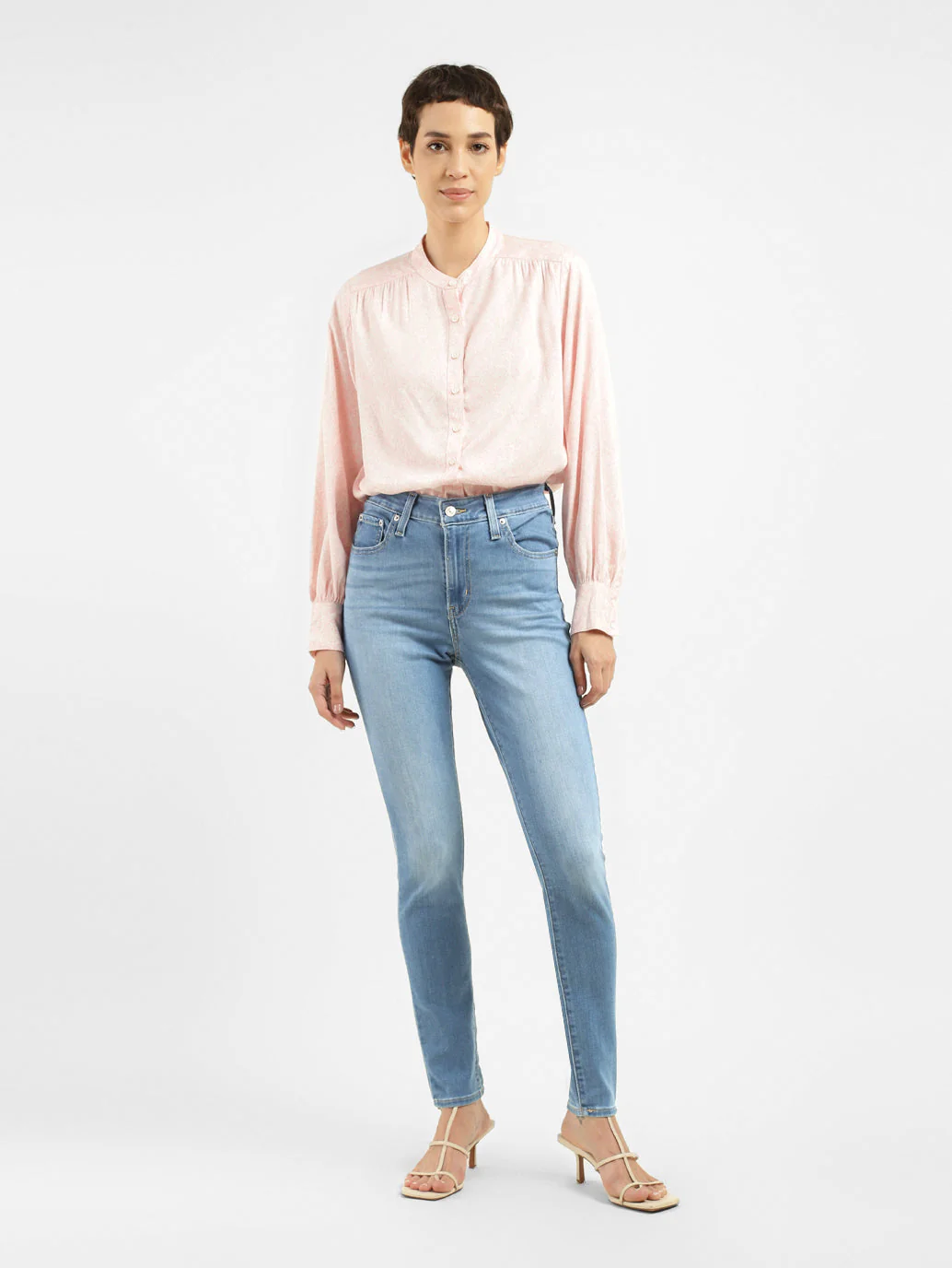 Women's 721 Blue Skinny Fit High Rise Jeans - Image 8