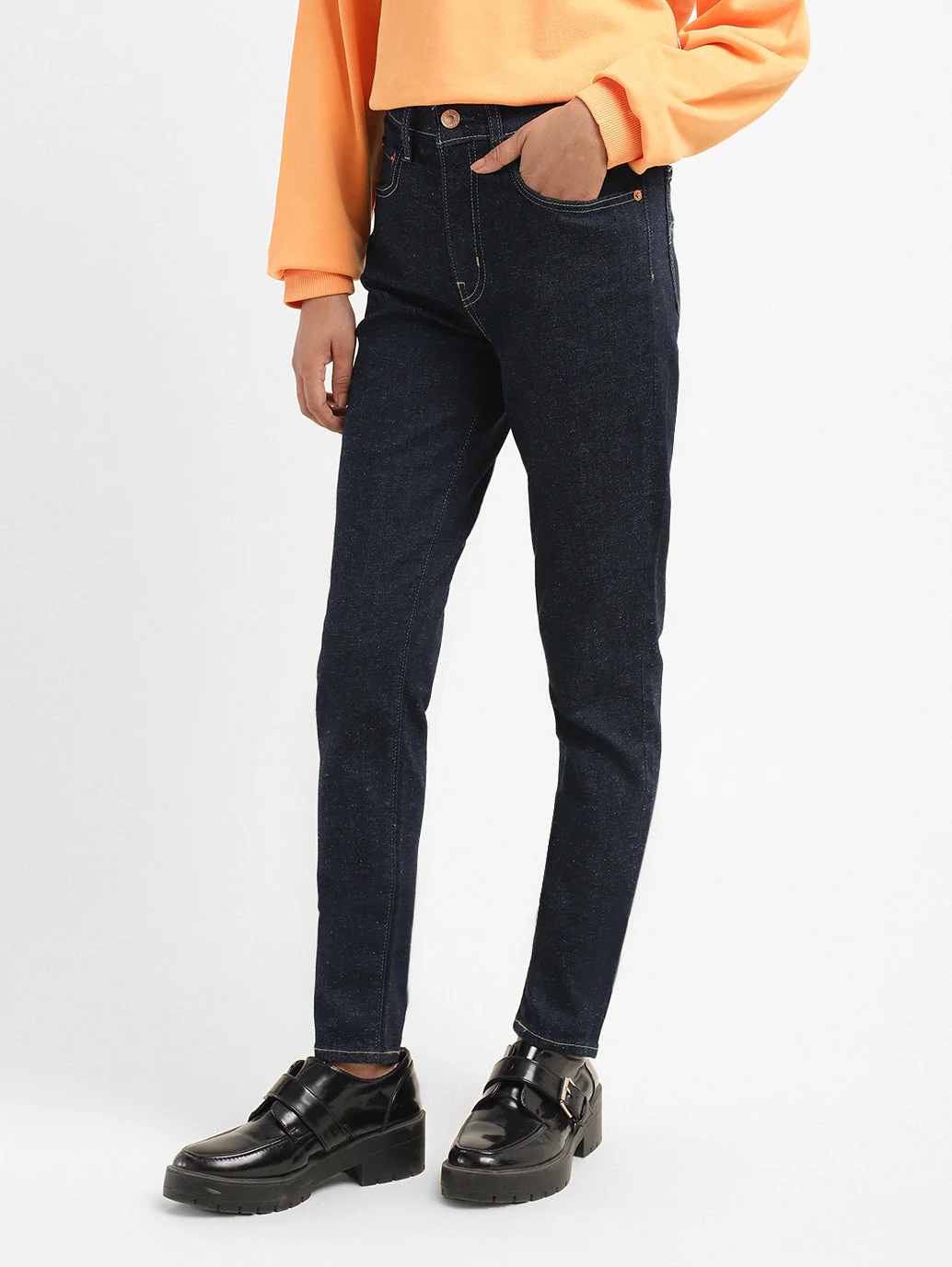 Women's 721 Navy Blue Skinny Fit High Rise Jeans - Image 5