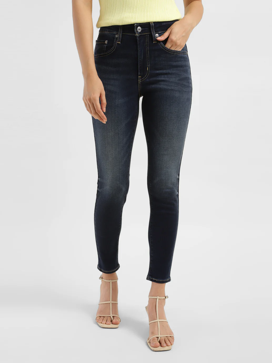 Women's 721 Blue Skinny Fit High Rise Jeans - Image 8