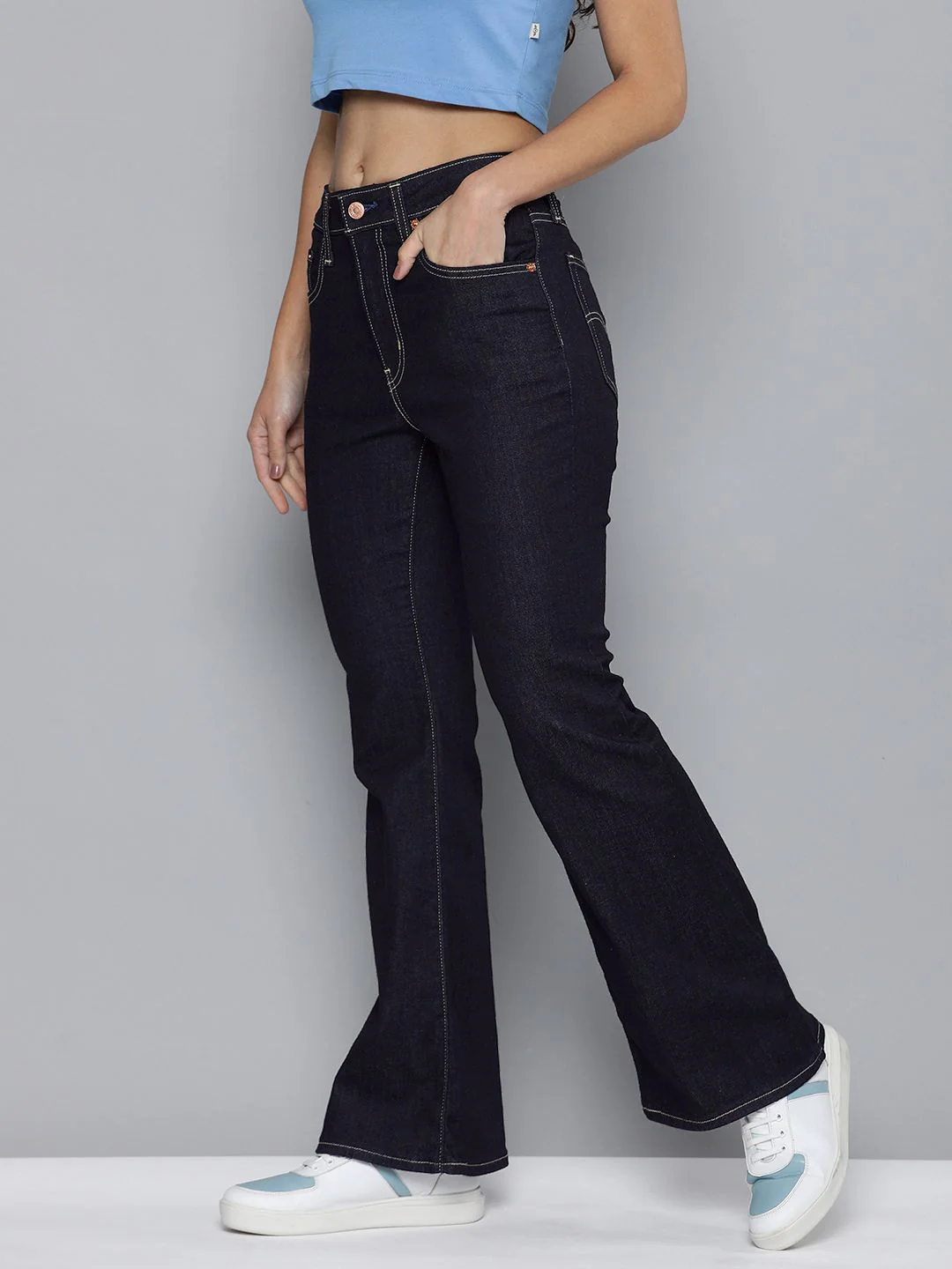 Women's 726 Blue Flared Fit High Rise Jeans - Image 2