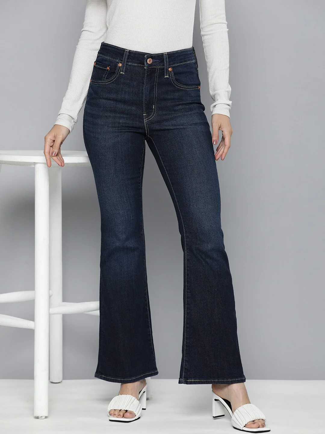 Women's 726 Blue Flared Fit High Rise Jeans
