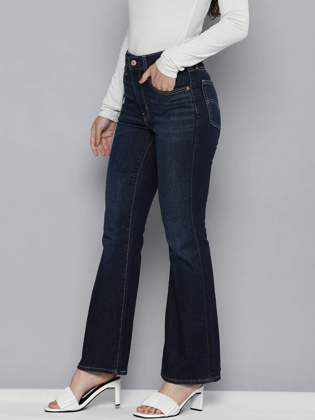 Women's 726 Blue Flared Fit High Rise Jeans - Image 2