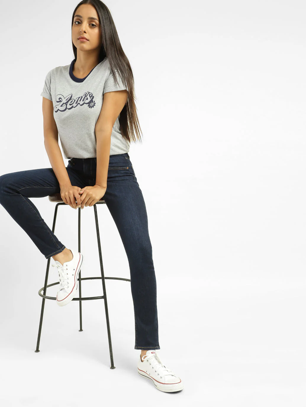 Women's 721 Blue Skinny Fit Mid Rise Jeans - Image 2