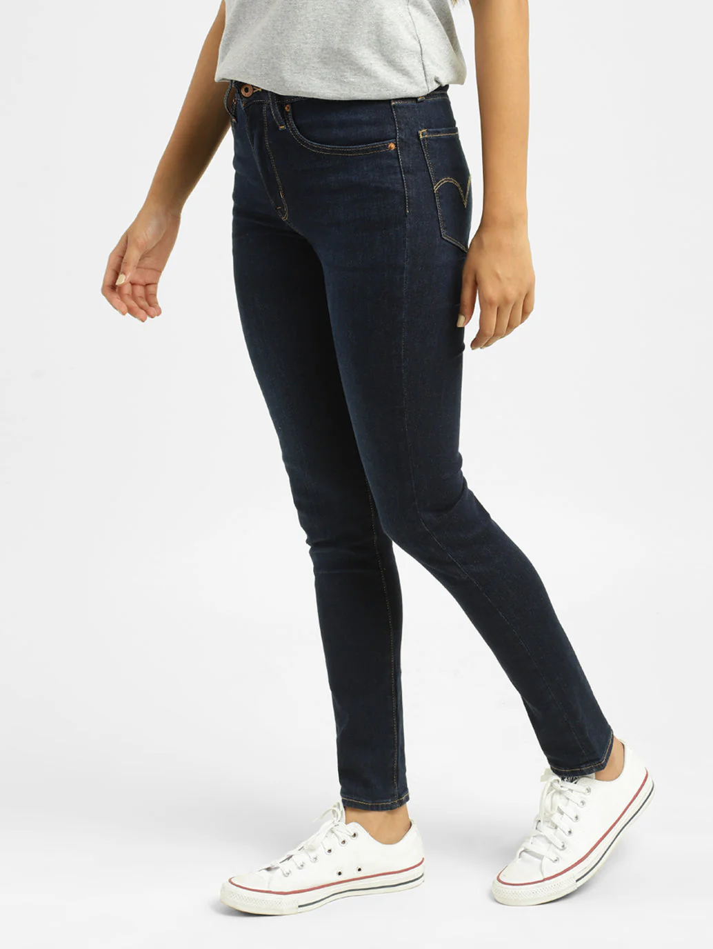 Women's 721 Blue Skinny Fit Mid Rise Jeans - Image 5