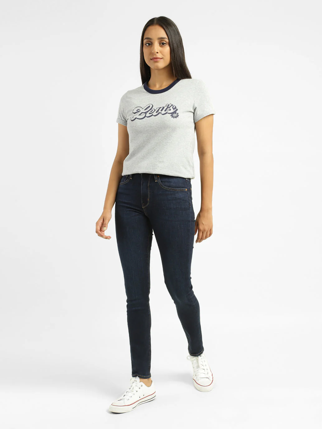 Women's 721 Blue Skinny Fit Mid Rise Jeans - Image 8