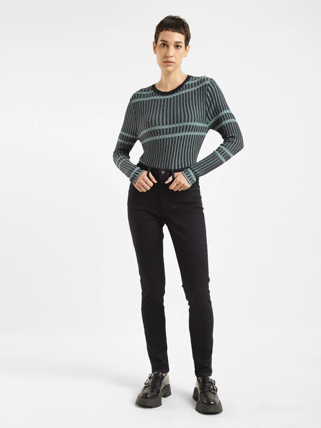 Women's 721 Navy Blue Skinny Fit High Rise Jeans - Image 2