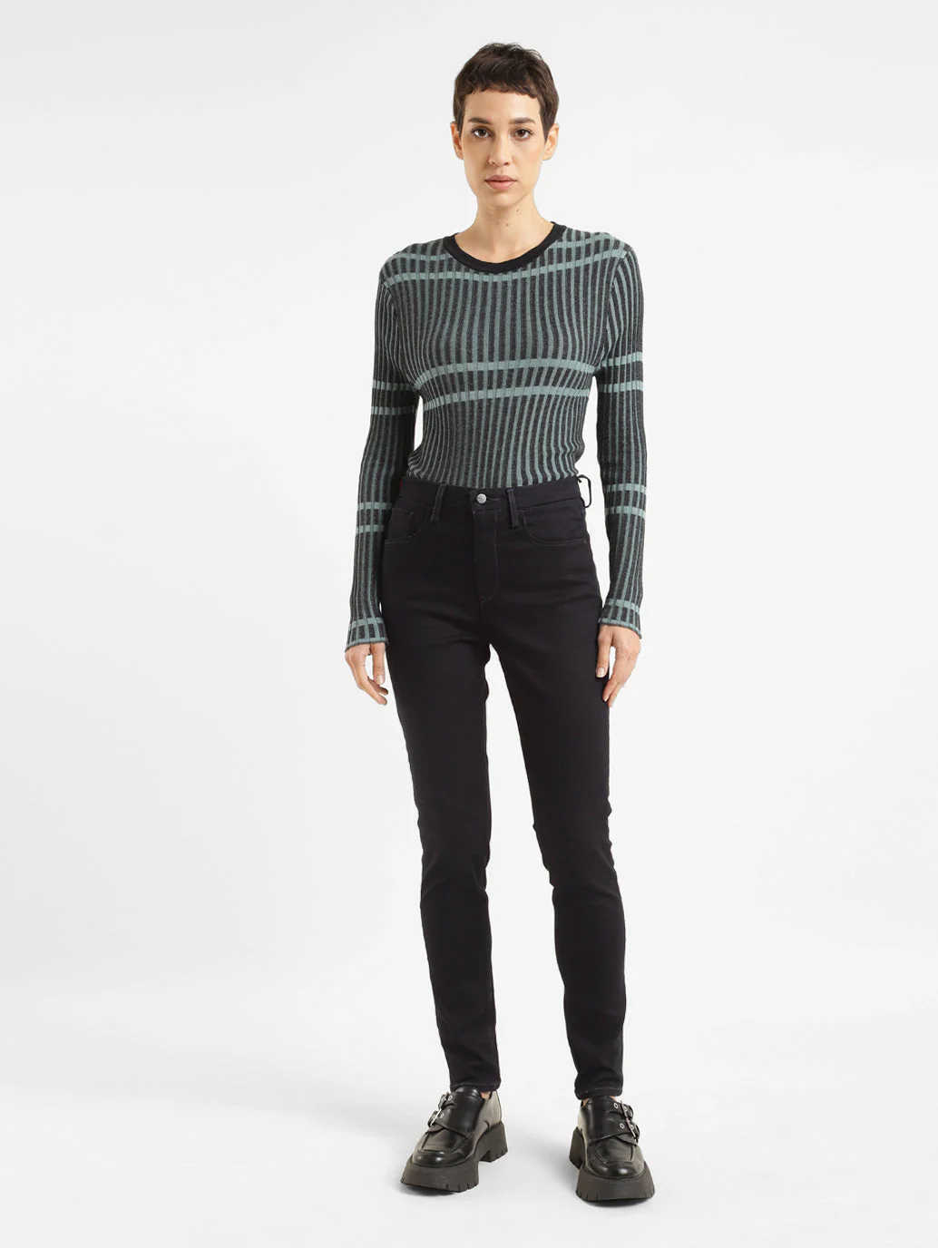Women's 721 Navy Blue Skinny Fit High Rise Jeans - Image 8