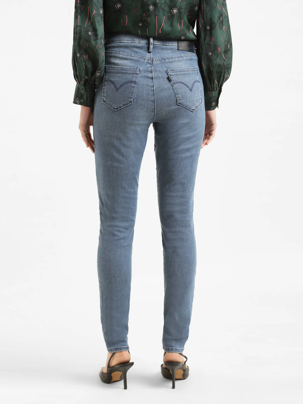 Women's 721 Blue Skinny Fit High Rise Jeans - Image 3