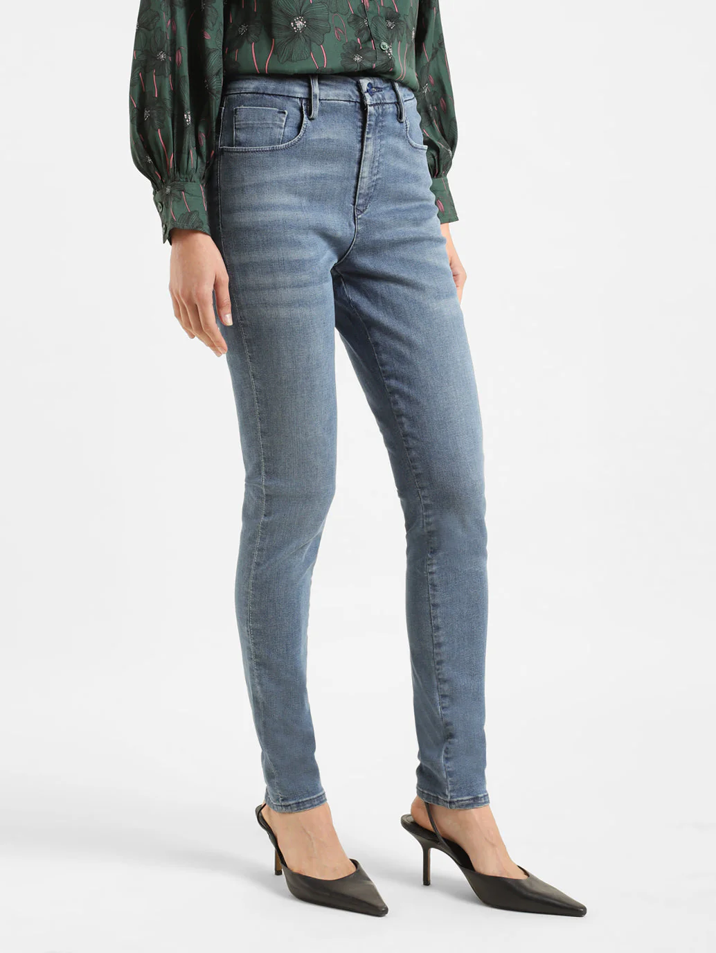 Women's 721 Blue Skinny Fit High Rise Jeans - Image 5